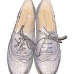 Adrienne Vittadini  Trink Silver Distressed Leather Oxford Flats 6.5 in EUC Photo 0