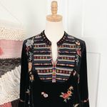 Johnny Was Sisilia Floral Embroidered Velvet Top Black Sz S Photo 2