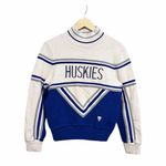 Varsity Vintage Cheerleading Sweater Collegiate Coed HUSKIES Blue White Photo 2