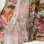 Vintage 100% silk floral cropped 3/4 sleeve blazer jacket pink tan size 4 Photo 3