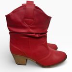 Charles Albert NWOB  Red Western Cowboy Ankle Boots Vegan Leather Womens US 11 Photo 1