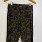 Johnny Was Allebra Metallic Tape Jogger Pants Womens Small Tiger Green Glitter Photo 2