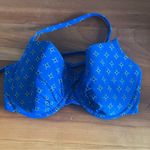 Aerie  Peacock Capri Blue Bikini Swim Underwire Push Up Top 36D Padded Corset Tie Photo 0