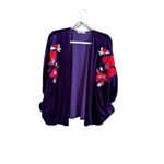 Natori Women's  Purple Velvet Embroidered Floral Cardigan XS Photo 1