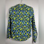 IBKUL GEMMA Periwinkle Multi Leopard Long Sleeve Mock Golf Shirt Size Large Green Photo 3