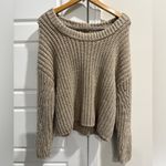 Aerie  Boat Neck Ribbed Slouchy Trendy Knit Sweater Cozy Neutrals Boxy Relaxed Photo 8