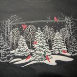 VTG 90s Top‎ Stitch Morning Sun Black Cardinal Christmas Sweatshirt Womens Large Photo 1