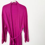 Anthropologie [] Magenta Pink Ilia Lace Sleeve Belted Wrap Robe Size Large L/XL Photo 4