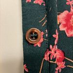 Free People  Flower Fields Emerald Combo Button Up Mini Dress Pockets Long Sleeve Photo 5