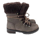 UGG  Fraser Exposed Fur Stout Water-resistant Leather Combat Boots Size 7.5 Women Photo 2