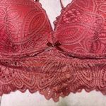 Frederick's of Hollywood Peach Pink Finley Floral Lace Bralette NWT Medium V Neck Photo 5