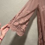 Paper + Tee  blush pink boho open front lace knit kimono cardigan size small Photo 2