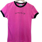 Vintage Sex and the City Baby Ringer Tee Pink Black Glitter Y2K Size Large Photo 0