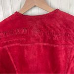 Chico's Vintage  Red Suede Leather Embroidered Jacket Size Small Western Cowgirl Photo 7