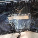 Threads 4 Thought  Cropped Leggings Mesh Black Blue Feather Print Small Photo 7