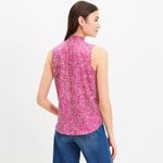 Loft  size medium Textured Dot Pleated Ruffle Shell in Magenta Sunset Photo 1