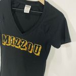 Victoria's Secret MIZZOU Pink Gold Sequin Short Sleeved Black V-neck Shirt Sz XS Photo 4