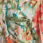 Chico's  Shirt Multicolor Tropical Flower Animal Print Long Sleeve Linen Collared Photo 3