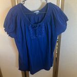 Jason Maxwell FINAL MARKDOWN  Blue Smocked 
peasant blouse 2x Photo 0