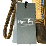 Myra Bag Midsummer Pouch Wristlet Leather Striped Canvas Clutch Brown Bohemian Photo 1