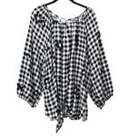 Allison Daley NWTAllison Daley $69 Gingham Floral Blouse Balloon Sleeve Tie Top Plus Size 3X Photo 1
