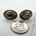 Vintage Alpaca Silver Abalone Shell Screw Back Earrings ✨ Photo 3