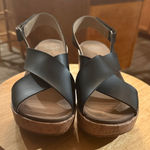Clarks  Black Leather Wedge Sandals Photo 0