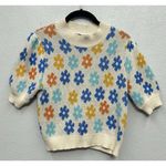 THML  Cropped Short Sleeve Sweater XS Flower Boho Festival Cottagecore Hippie Photo 0