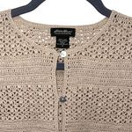 Eddie Bauer ‎ Womens Vintage Crocheted Linen Cotton Cardigan Beige Small Photo 1