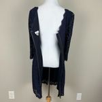 Cache Dress Womens 2 Navy Blue Lace 3/4 Sleeve Sheath Stretch Full Back Zip Mini Photo 6