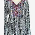 Savanna Jane Flowy Embroidered Snake Skin Blouse Sz L Size L Photo 0