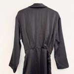 ZARA  Satin Collared Ruched Side Tie Mini Slip Dress Party Cocktail Black Small Photo 7