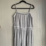 SUSINA Linen Blend Jumpsuit Women's Size Large Gray White Striped Black Photo 2
