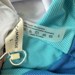 Commense Swim Suit Sz L Asymmetrical Striped One Shoulder Cut Out Ribbed Blue Size L Photo 6