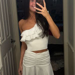 White Ruched Mini Skirt Size XS Photo 0