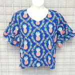 Crown & Ivy New With Tags  Ruffle Sleeve V-Neck Tee Size Petite M Photo 0