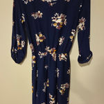 French Grey Navy Floral Quarter Sleeve Dress Size Small Blue Photo 0