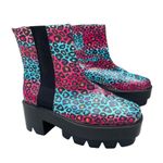 Bumper Chunky Y2K Cheetah Platform Heel Purple Blue Boots Photo 0
