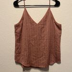 EXPRESS  Striped V-Neck Camisole - Rust Pink Black Blouse Top Casual Chic Summer Photo 3