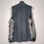 Calvin Klein Women's Gray Faux Fur Zip Buckle Sweater Vest Size S Photo 7