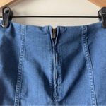 Free People Modern Femme Blue Denim Mini Skirt Dark Wash Zip Up Zipper Back Jean Photo 4
