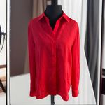 Anne Klein  Vibrant Red sequin Button-Down Shirt Photo 3