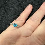 Cute and fun Silver plated Heart Ring with Blue Gemstone size 7 Photo 3