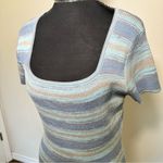 Cider  Blue and Gray Striped Knit Dress Photo 2