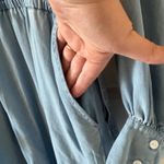 Karen Kane sz M Womens Soft Denim 100% Tencel Blue Faux Wrap Puff Sleeve Dress Photo 7