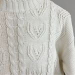 Nordstrom Vintage Sweater Women White Cable Knit Long Sleeve Size XS 100% Cotton Photo 9