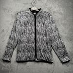 MSK Jacket XL Silver Zebra Sparkle Shimmer Metallic Animal Print Zip Clubwear Black Photo 1