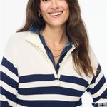 J.Crew NWT  Striped half-zip sweater pearl zipper hole from sensor on blue stripe Photo 1