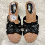 Life Stride  Kitten Heel Sandals Black Open Toe Size 10 Floral embellishments Photo 1