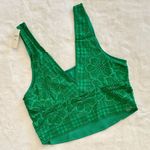 Aerie NWT Holiday Green Floral Lace Ribbed Bralette Crop Top - M Photo 0